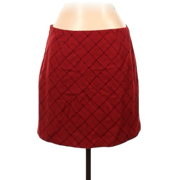J. Crew Wool Plaid Red Mini Skirt size 10 - Picture 2 of 3